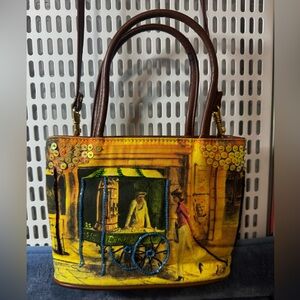 St. John's Bay Yellow and Brown Artistic Tote